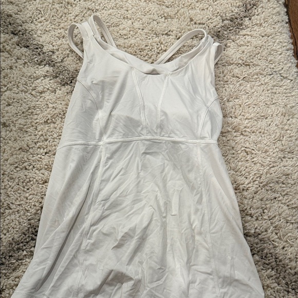 Lululemon white cross back cut out built in bra top - Picture 1 of 2